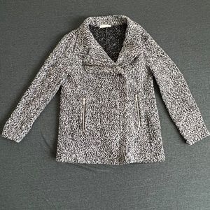 Elodie Boucle Moto Sweater Jacket | Black/White | Size Small | Asymmetrical